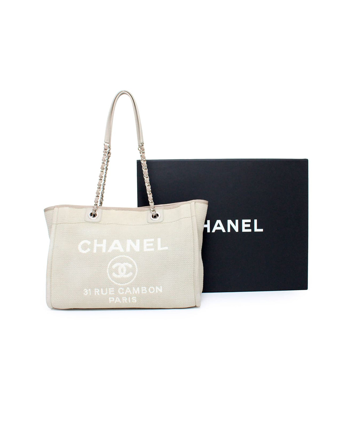 Bolsa tote Chanel Deauville mediana gris