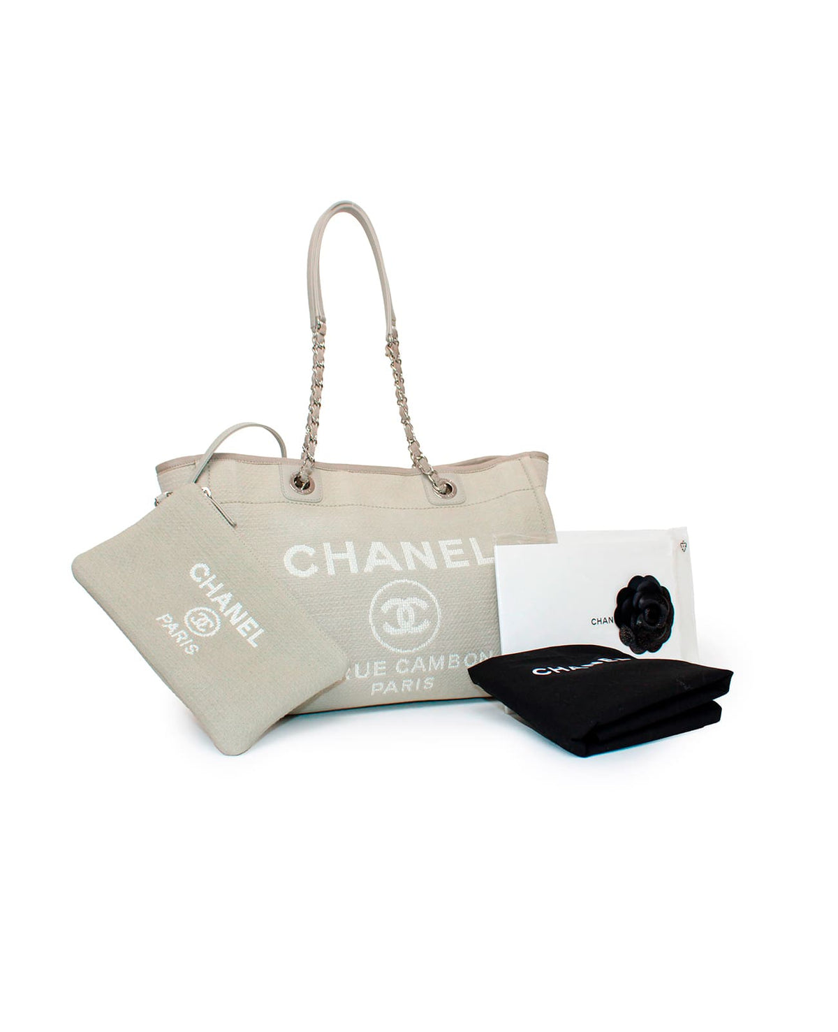 Bolsa tote Chanel Deauville mediana gris