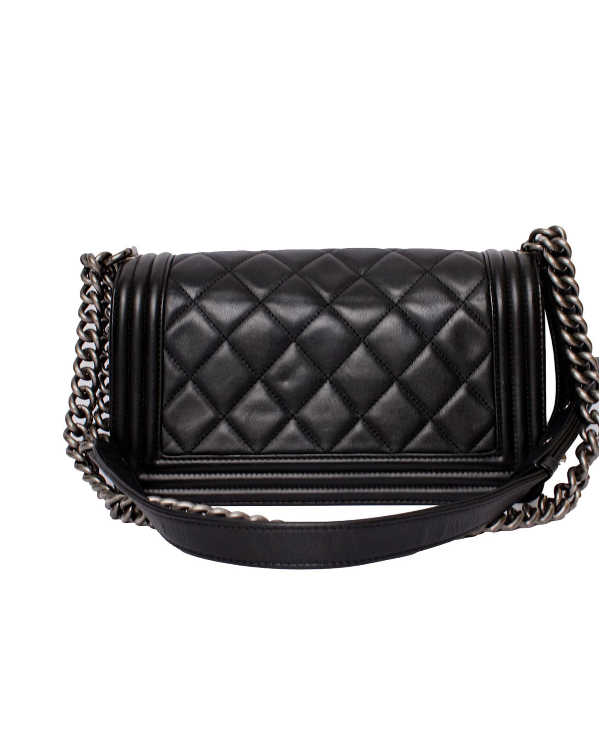 Bolsa Chanel Boy mediana de piel acolchada negra