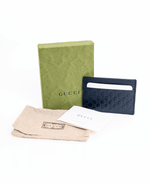 Tarjetero Microguccissima de piel color azul marino