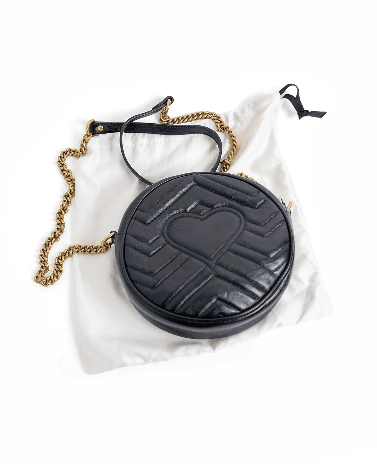 Bolsa de hombro redonda mini GG Marmont negra