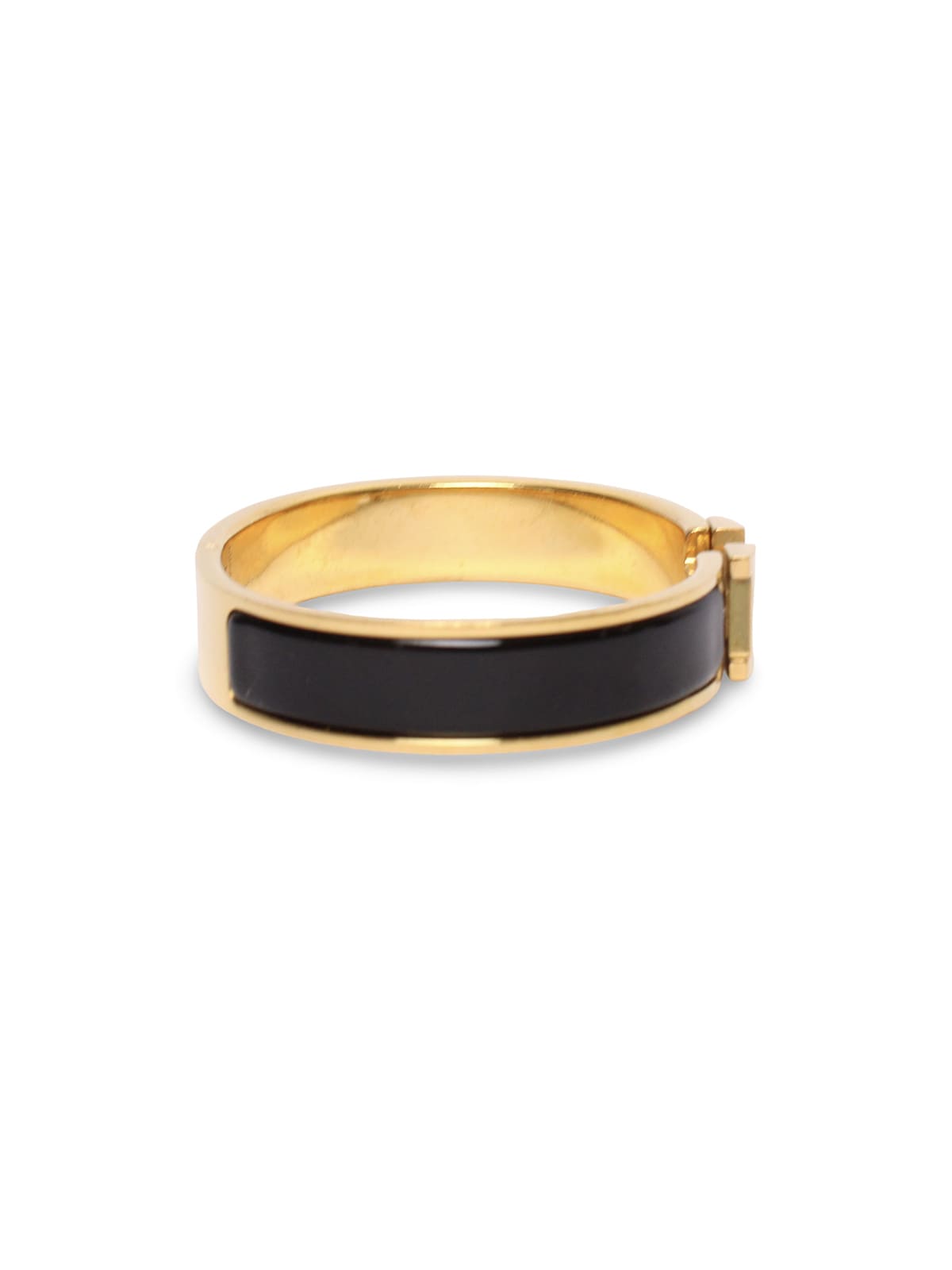 Brazalete Hermès con esmalte negro y herraje dorado