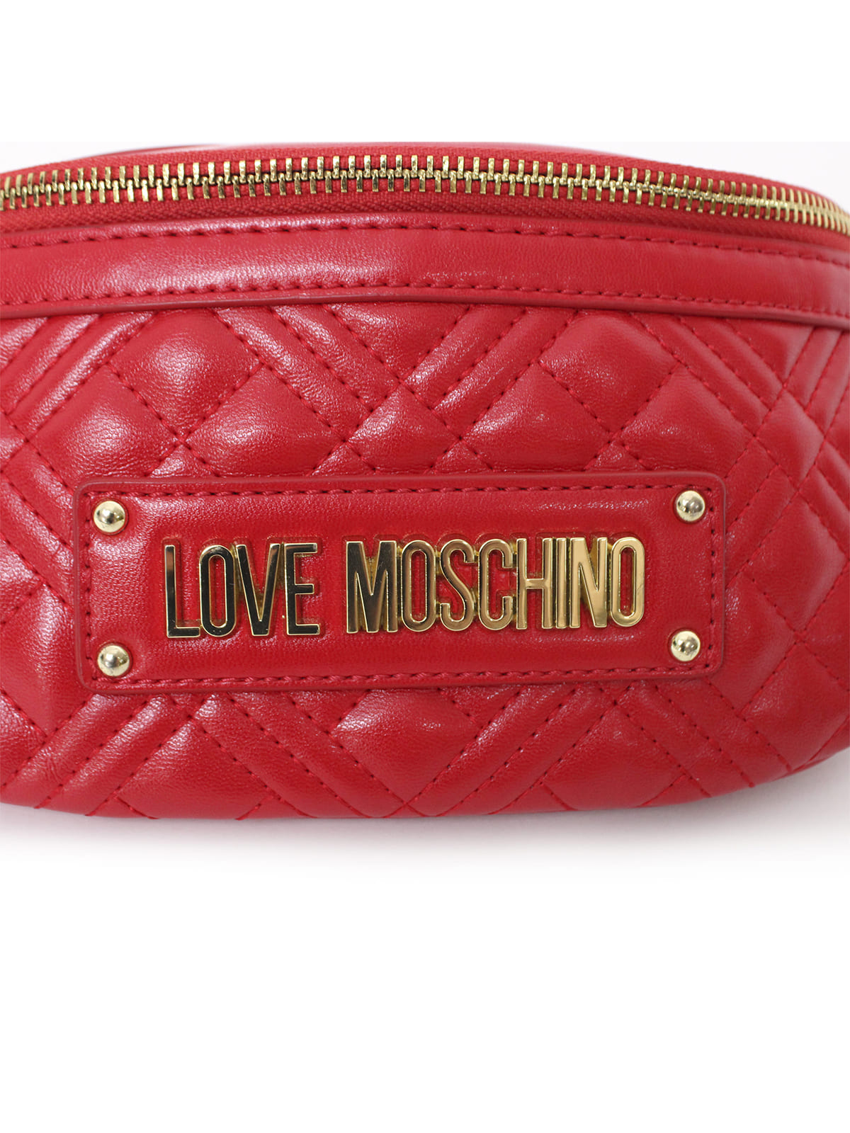 Cangurera roja Love Moschino de piel sintética acolchada