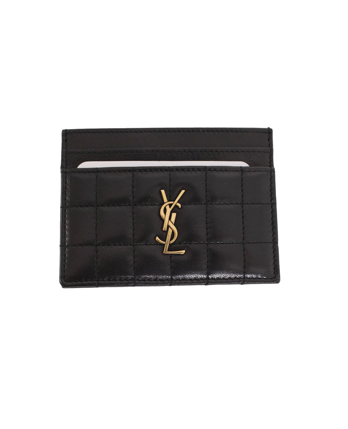 Tarjetero Yves Saint Laurent negro en piel matelassé
