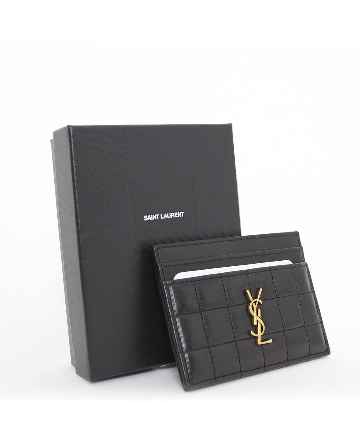 Tarjetero Yves Saint Laurent negro en piel matelassé